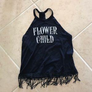 Navy Tanktop with Crochet Detail